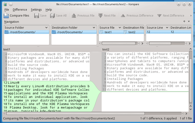 Diff/Patch Frontend - Kompare